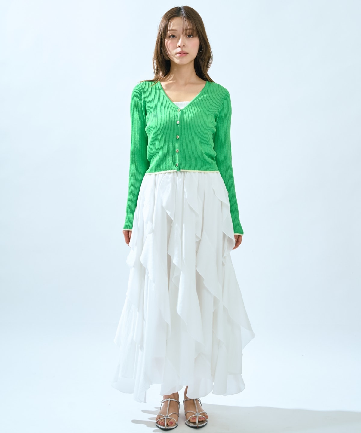 【5/14(木)一部店舗先行発売】シアーリブクロップドニットカーディガン