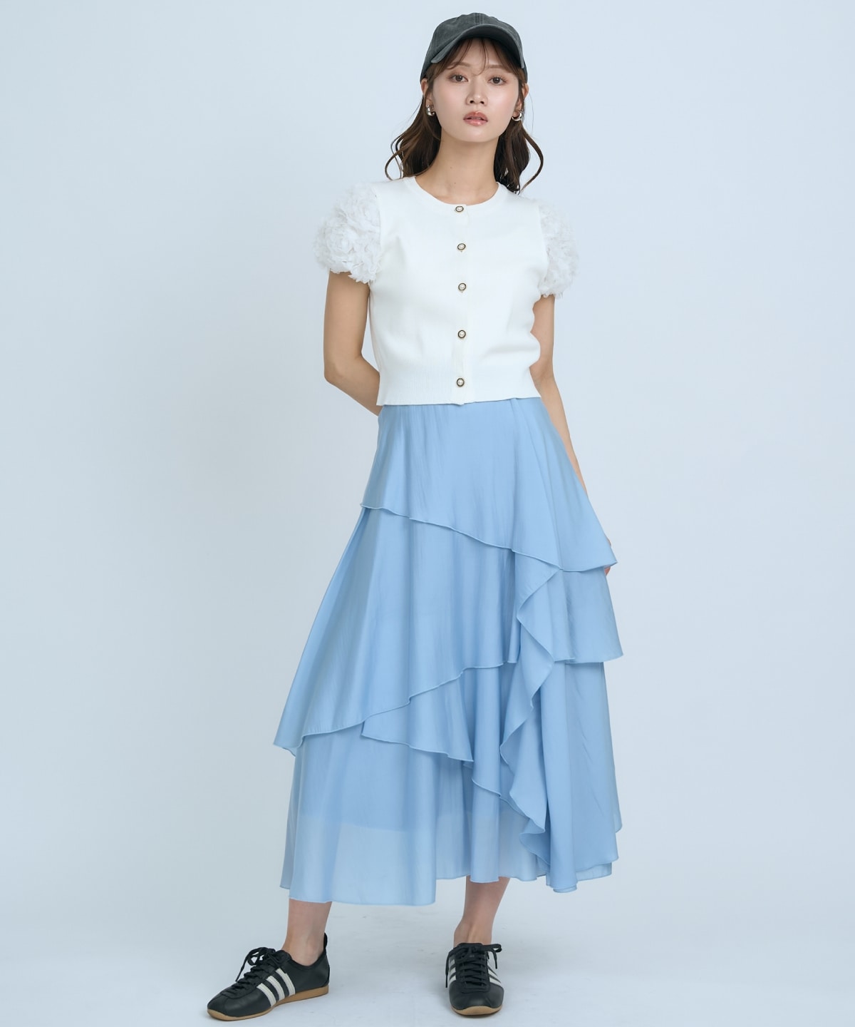 フラワーチュールスリーブカーディガン