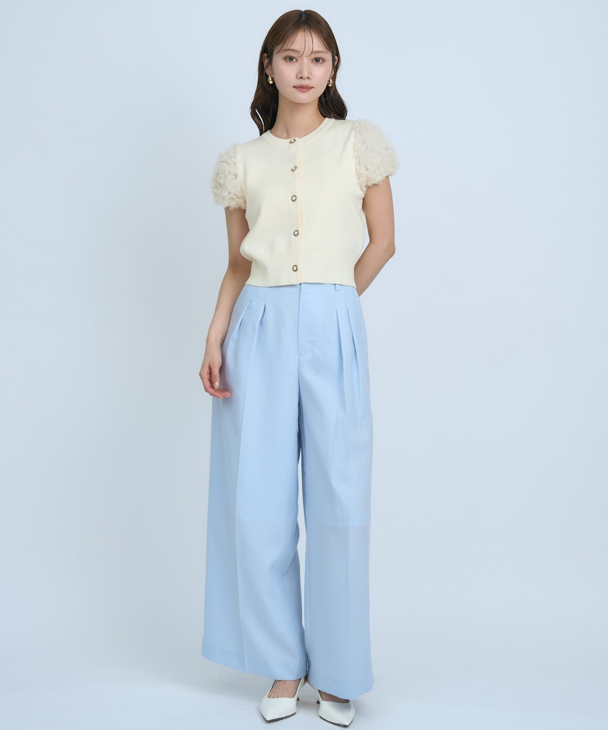 フラワーチュールスリーブカーディガン