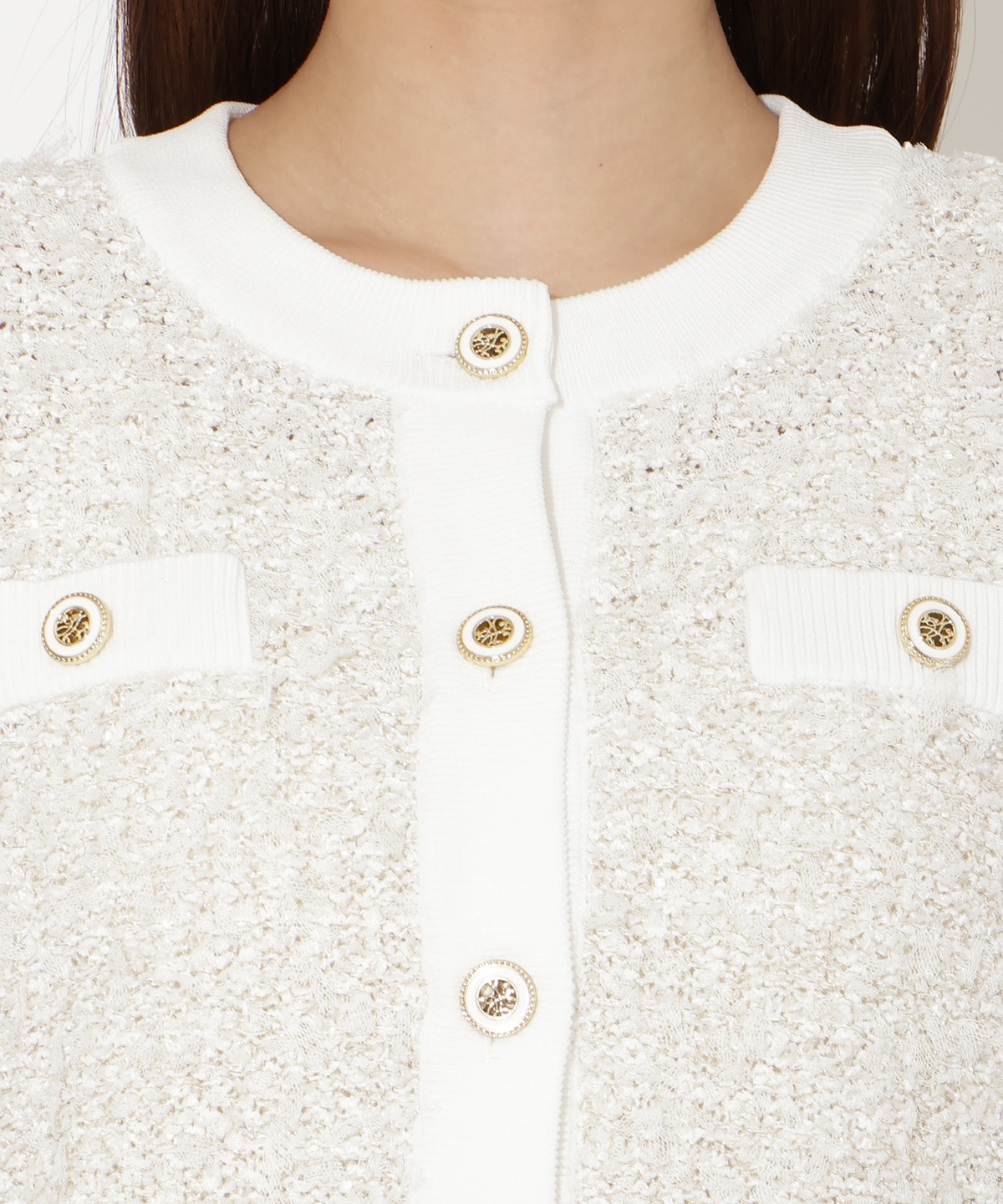 【先行予約受付中】ラメ入りツイード調ニットカーディガン