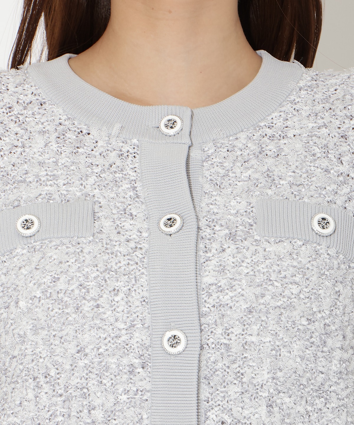 【先行予約受付中】ラメ入りツイード調ニットカーディガン