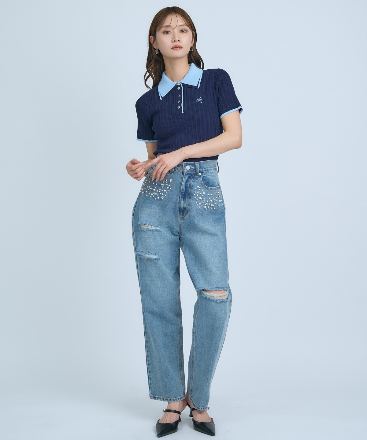 【先行予約受付中】ダブルカラーケーブルポロニット