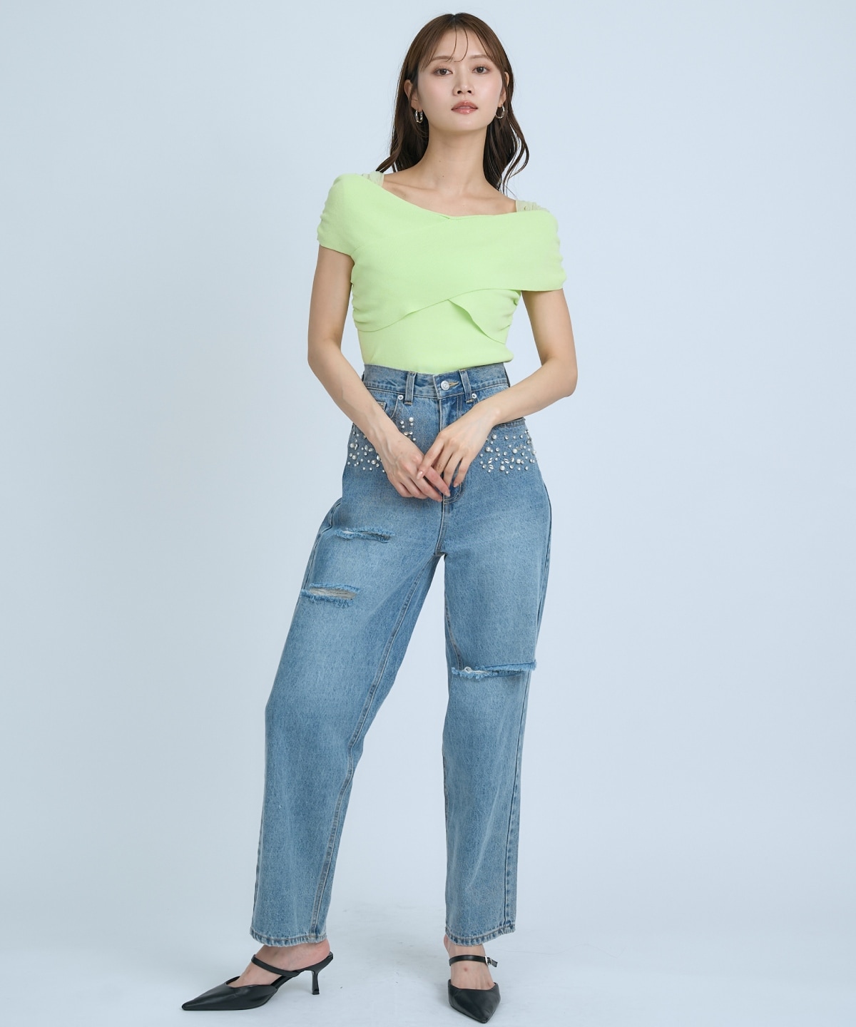 【先行予約受付中】クロスネックオフショルニットプルオーバー