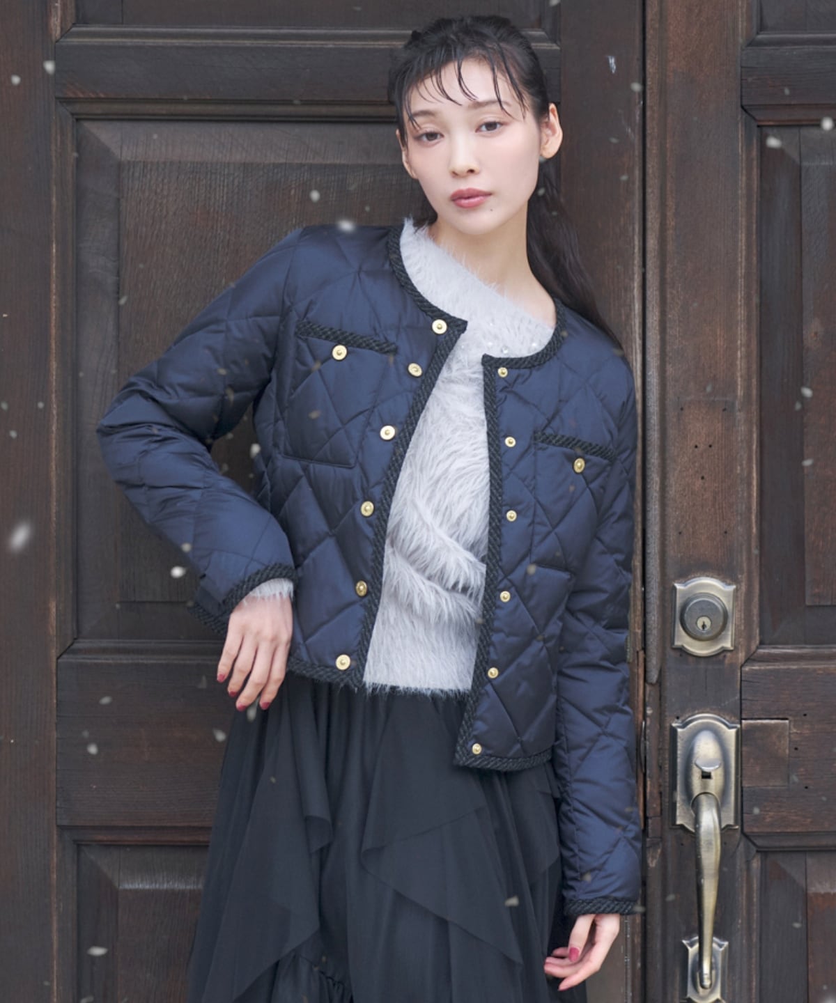 【TAION×AND COUTURE】ノーカラーショートダウンジャケット