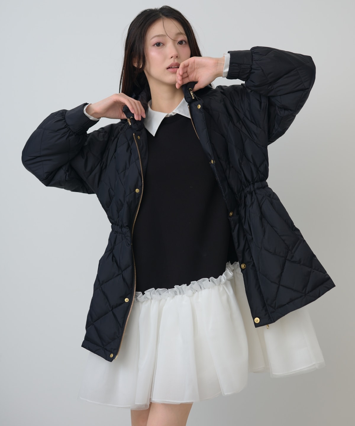 【TAION×AND COUTURE】ウエストドロストミドルダウンジャケット