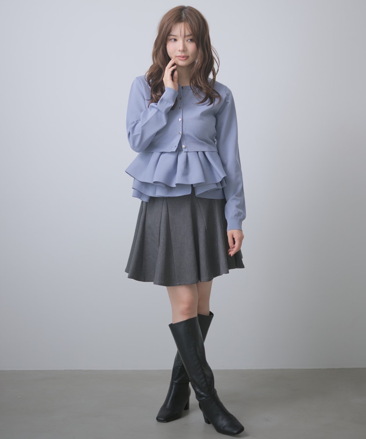 【9月17日(木)発売】ペプラムニットキャミ×ニットカーディガンセット