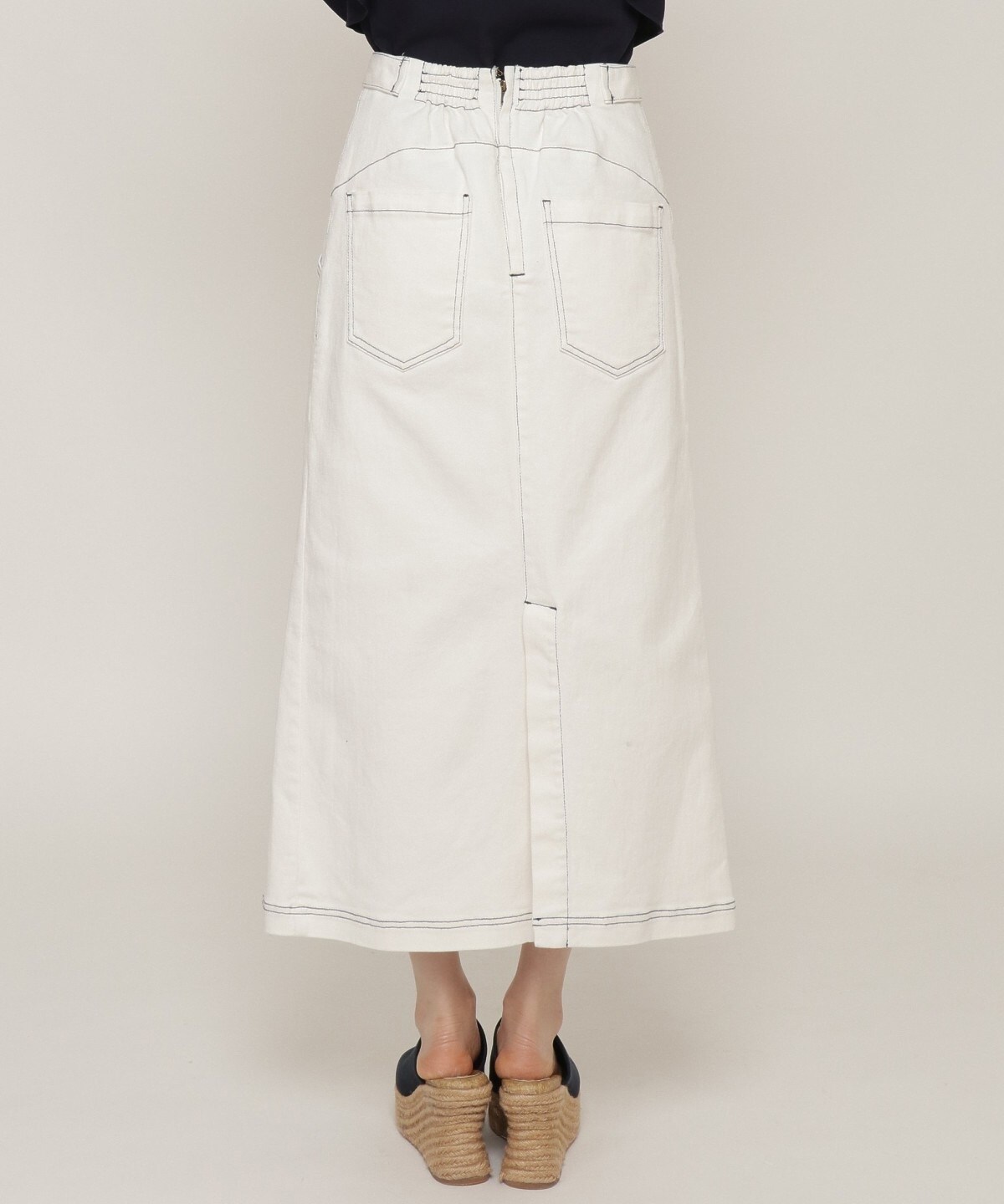 デニムダブルボタンデザインタイトスカート S オフホワイト Redyazel 公式オンラインショップ バーンデストローズ