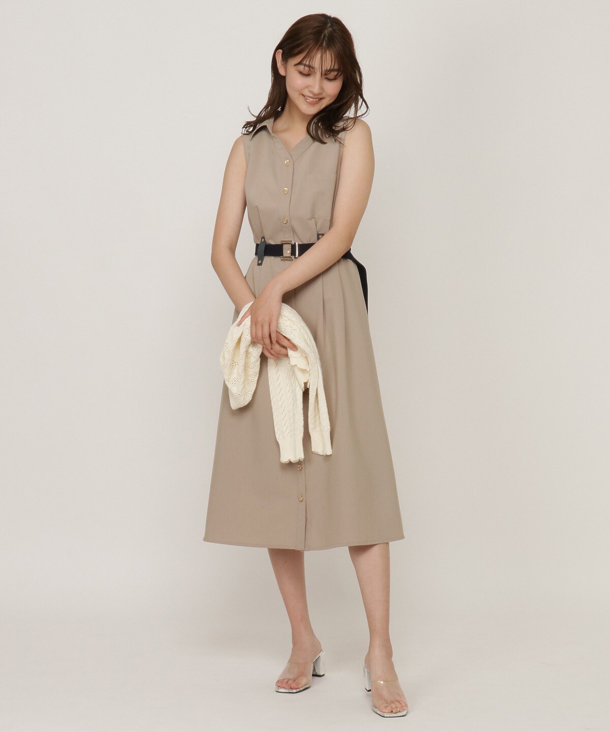 バイカラーシャツワンピース S ベージュ Redyazel 公式オンラインショップ バーンデストローズ