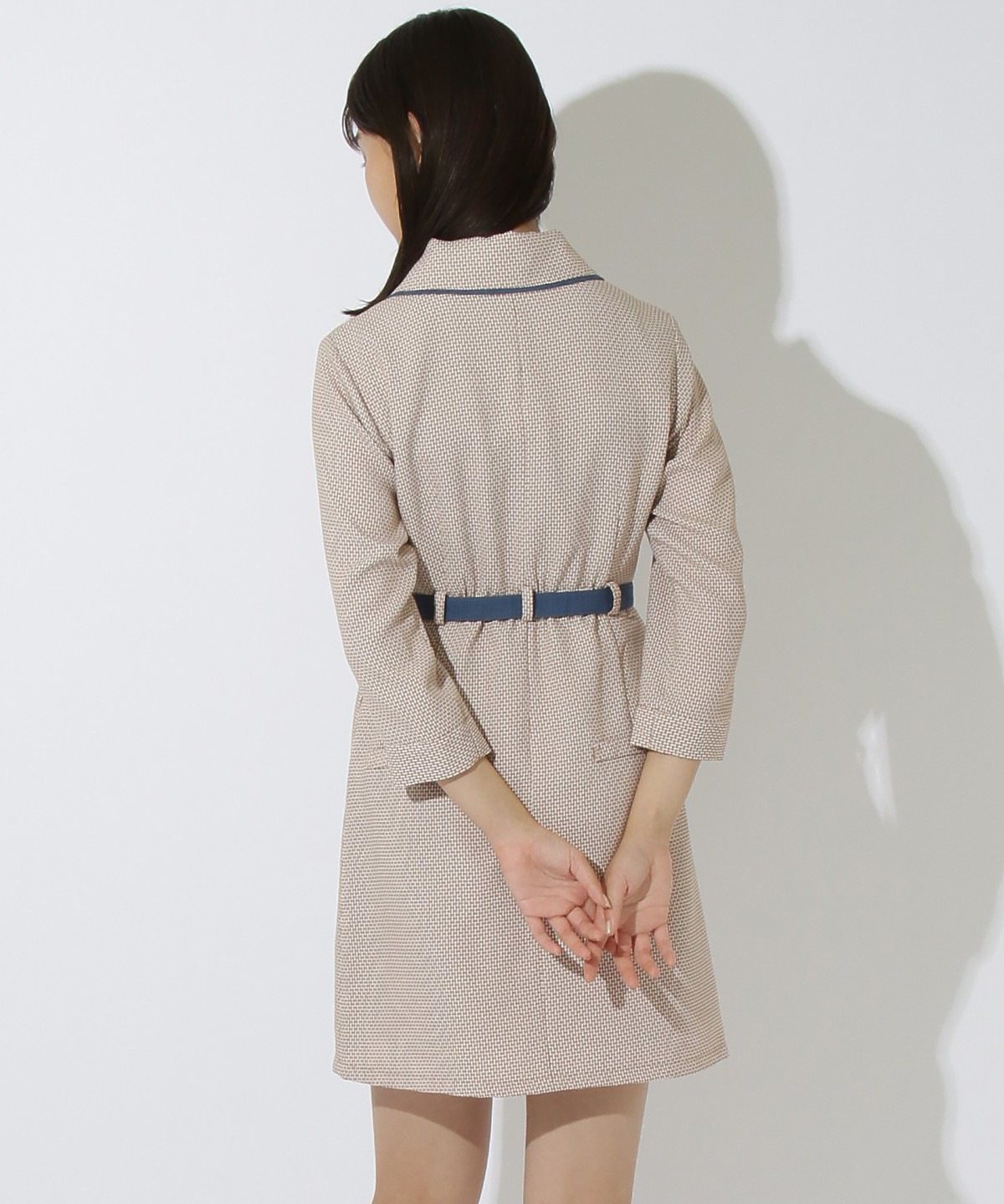 チェック柄襟付きミニシャツワンピース S ベージュ Redyazel 公式オンラインショップ バーンデストローズ