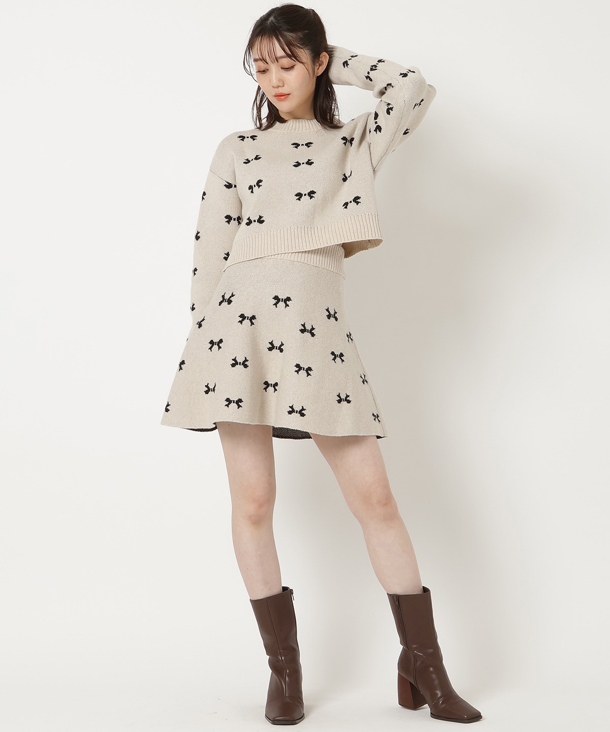 リボンジャガードニットスカート