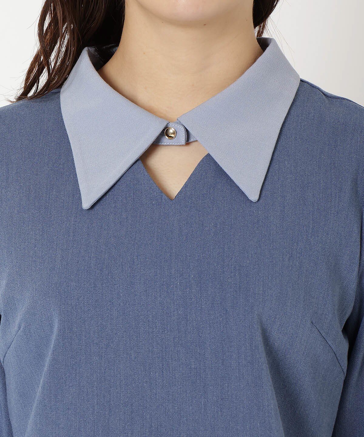 【セットアップ可能】配色襟トップス