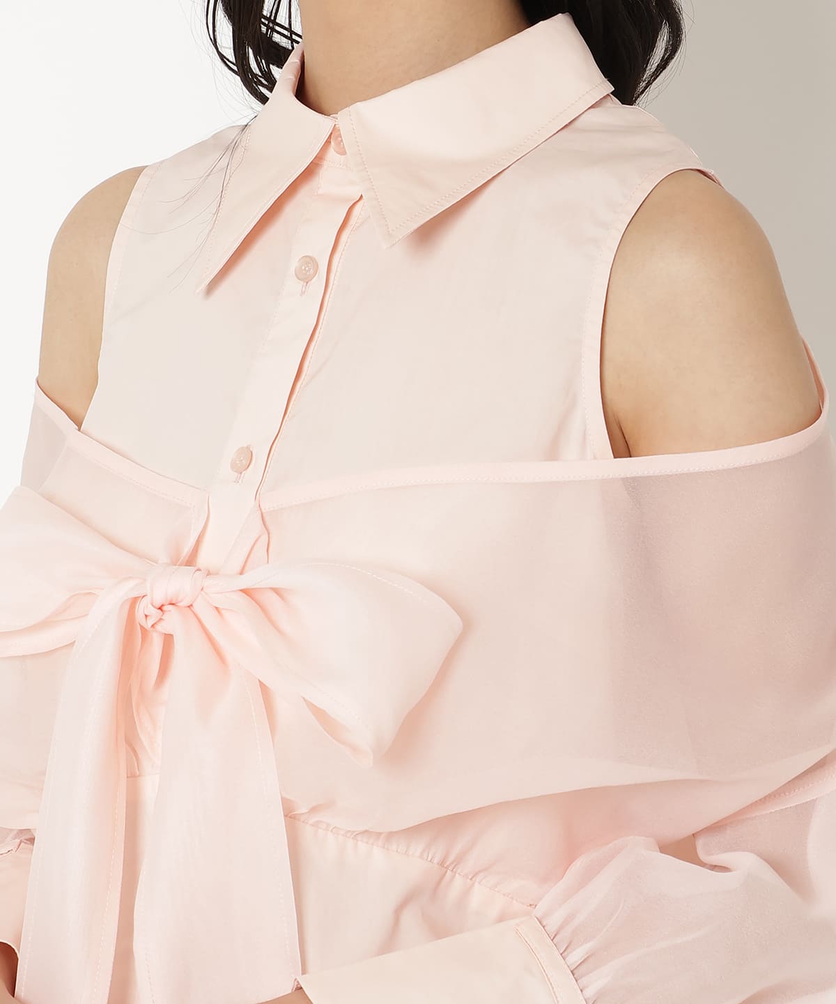 フロントリボンオフショルシャツ