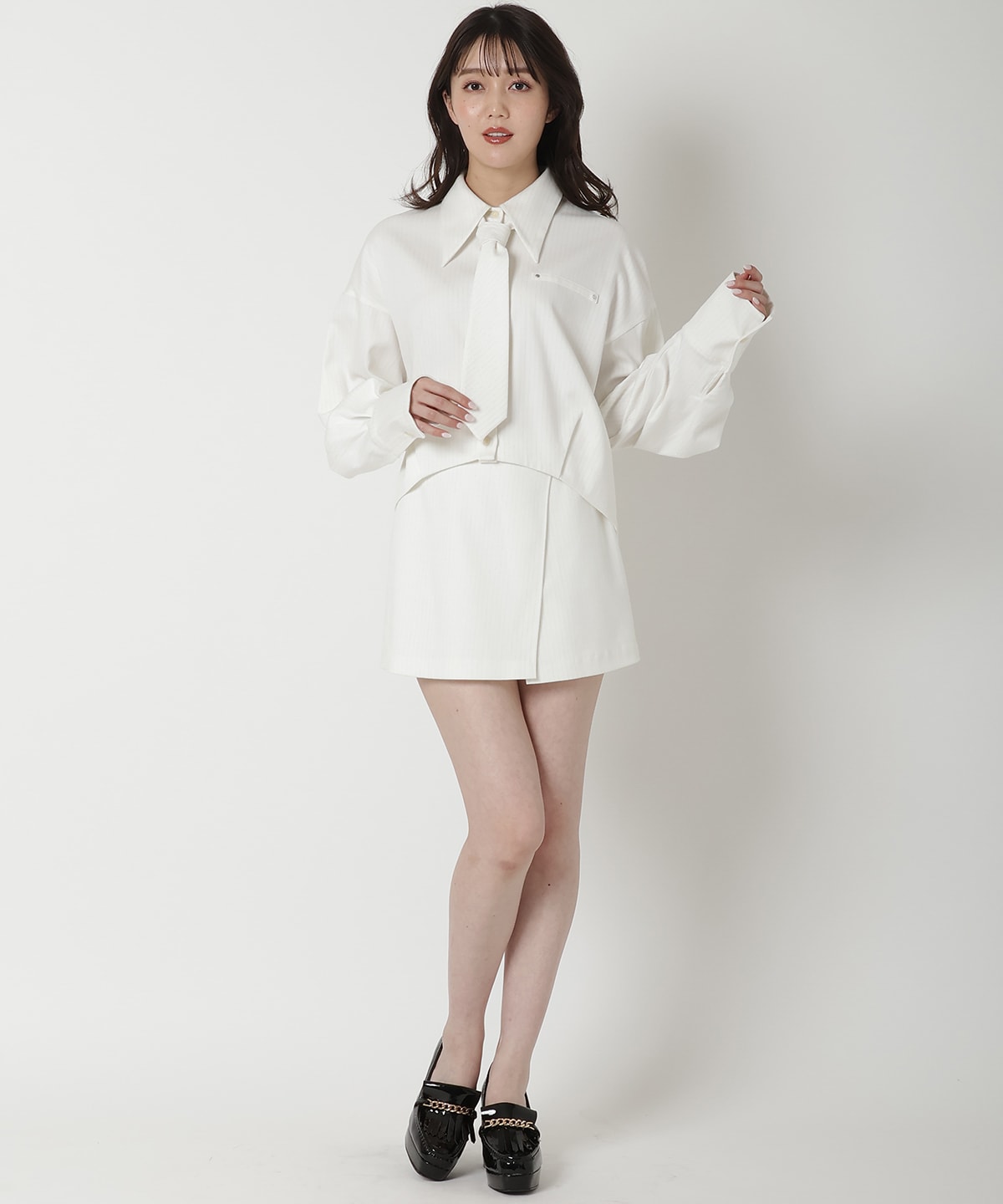 【セットアップ可能】ラメストライプラップミニスカパン