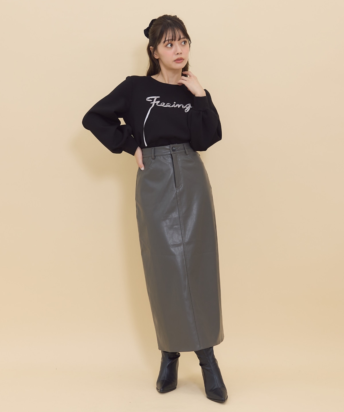 レザーロングスカート