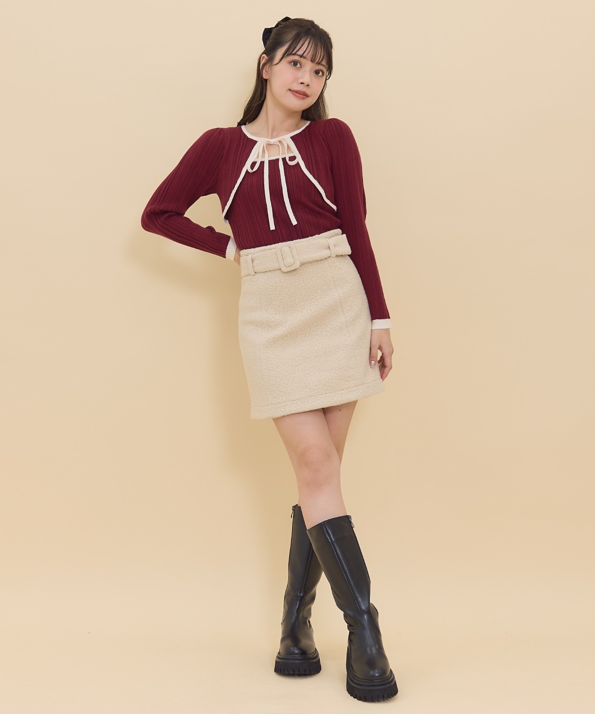 ベルティッドブークレミニスカート