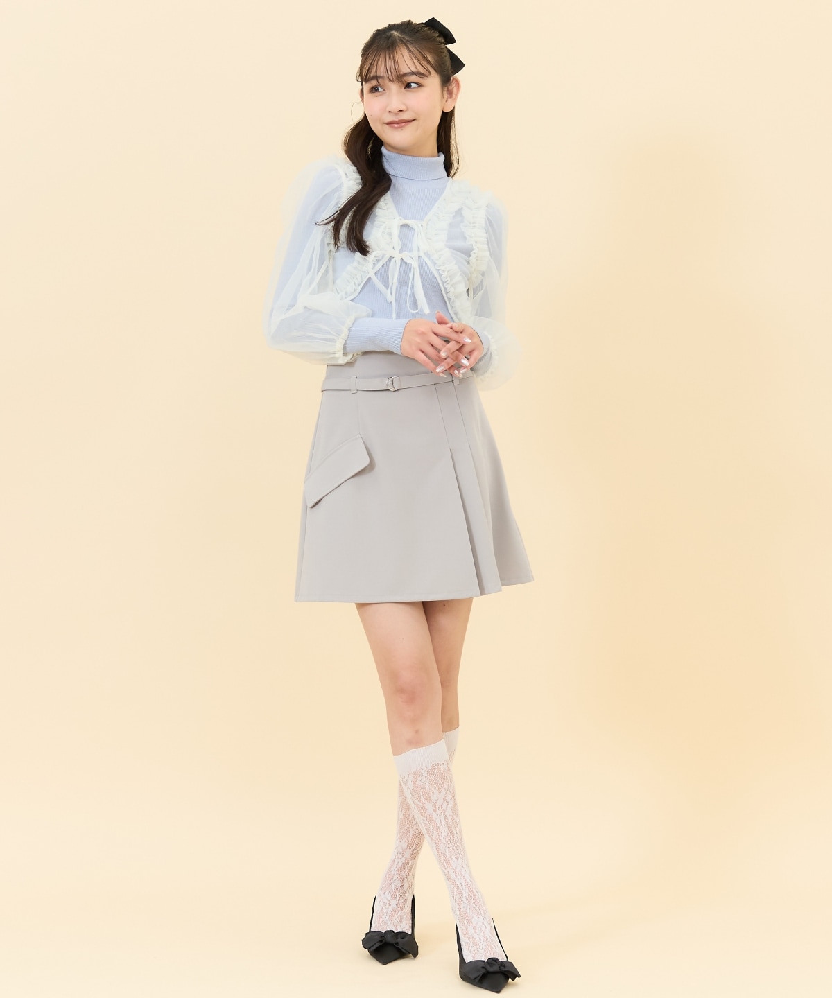 ハイウエストアシメプリーツミニスカート