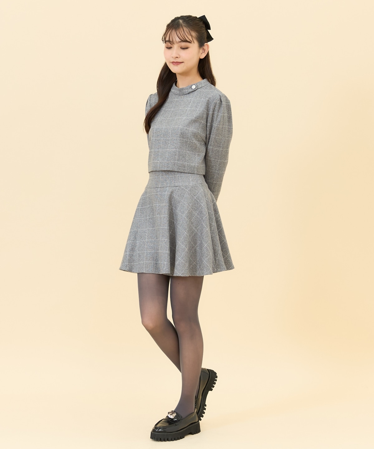 【セットアップ可能】チェックフレアミニスカート