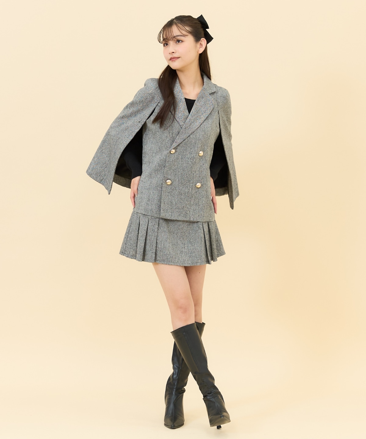 【セットアップ可能】ネッププリーツミニスカート