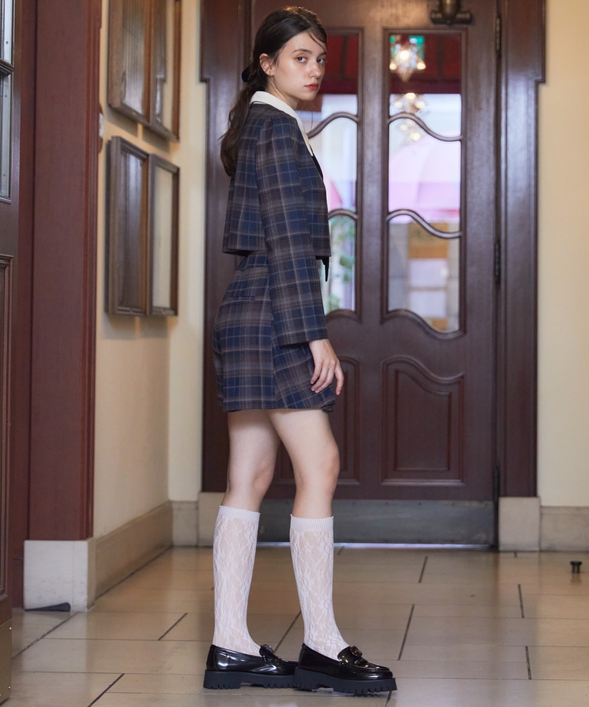 【セットアップ可能】チェックプリーツスカショーパン