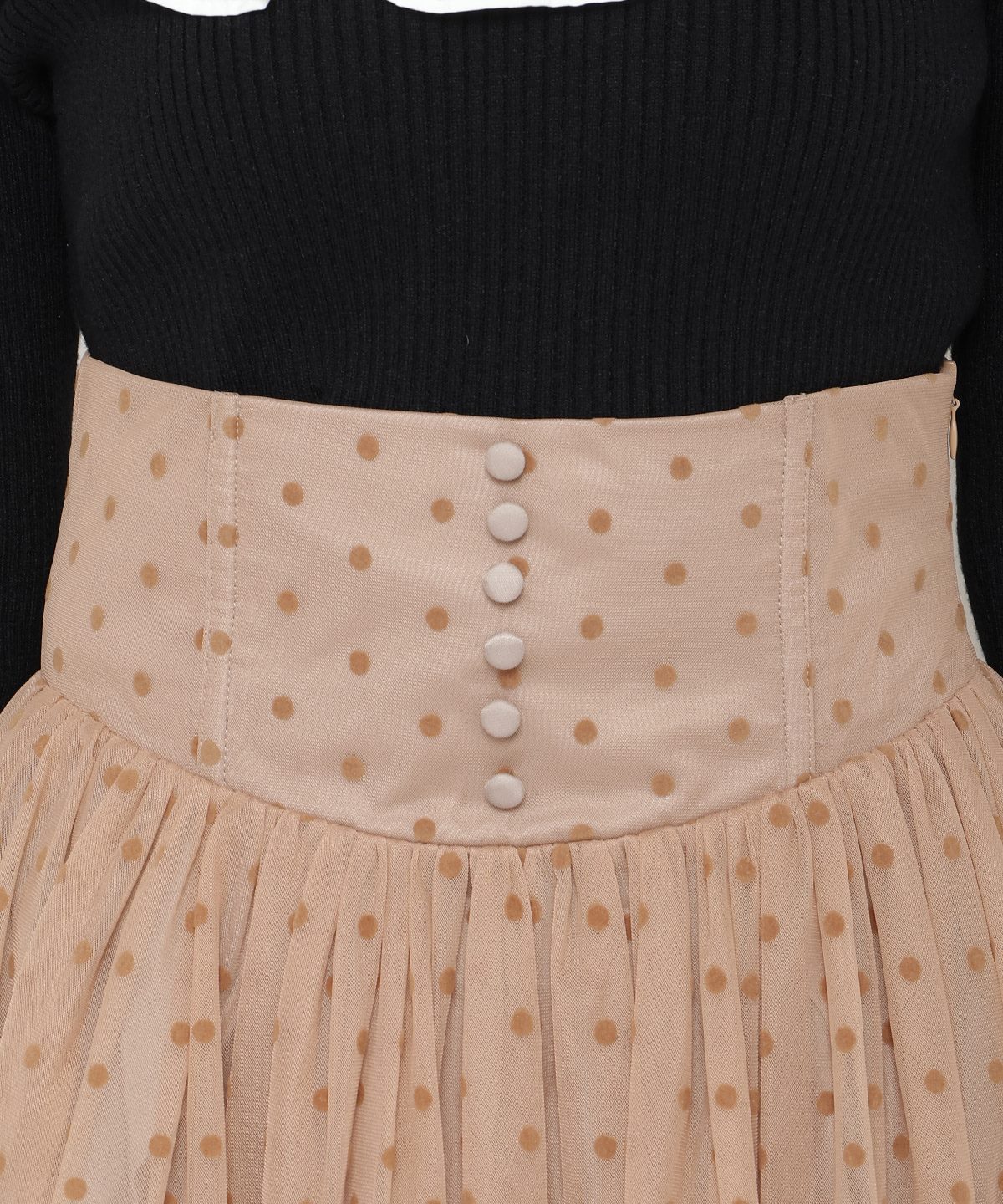 ドットチュールフレアスカート