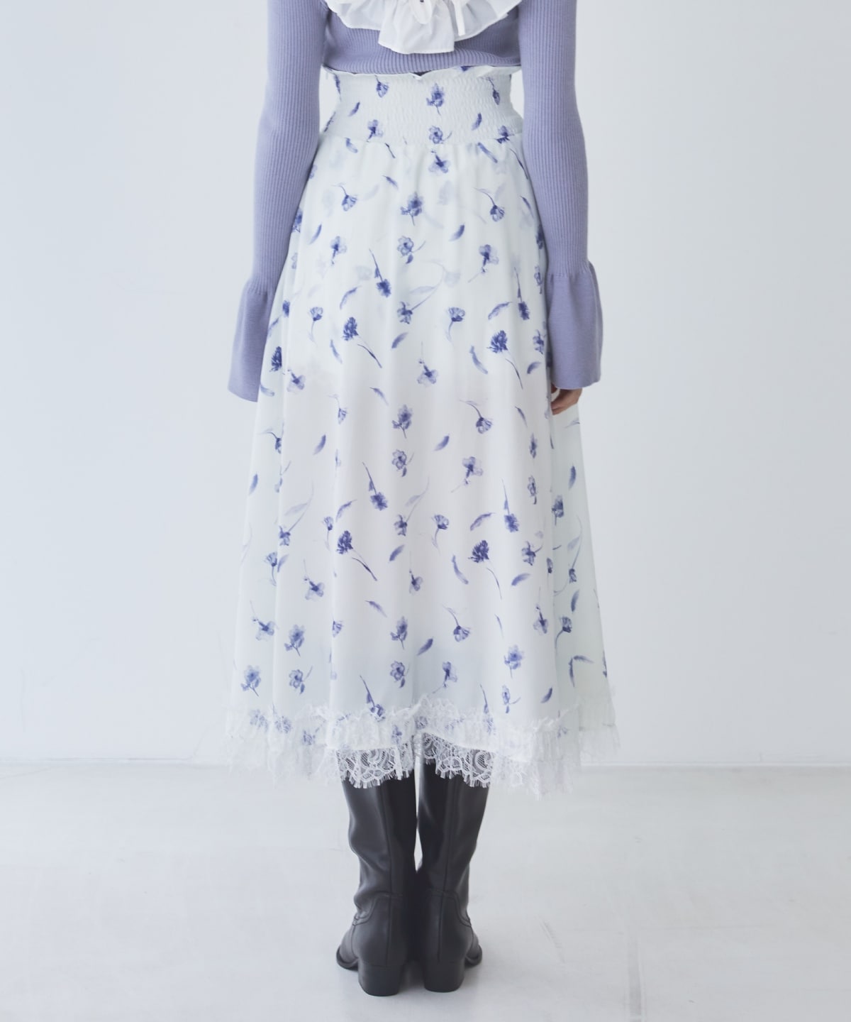 フェザープリントスリットスカショートパン