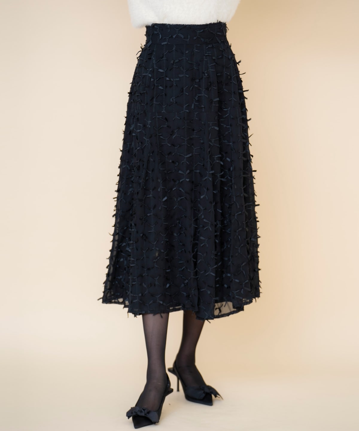 リボンモチーフフレアスカート