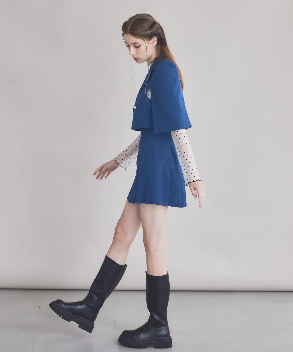 【セットアップ可能】サイドプリーツミニスカート