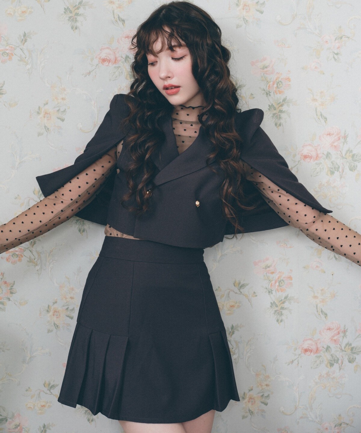 【セットアップ可能】サイドプリーツミニスカート