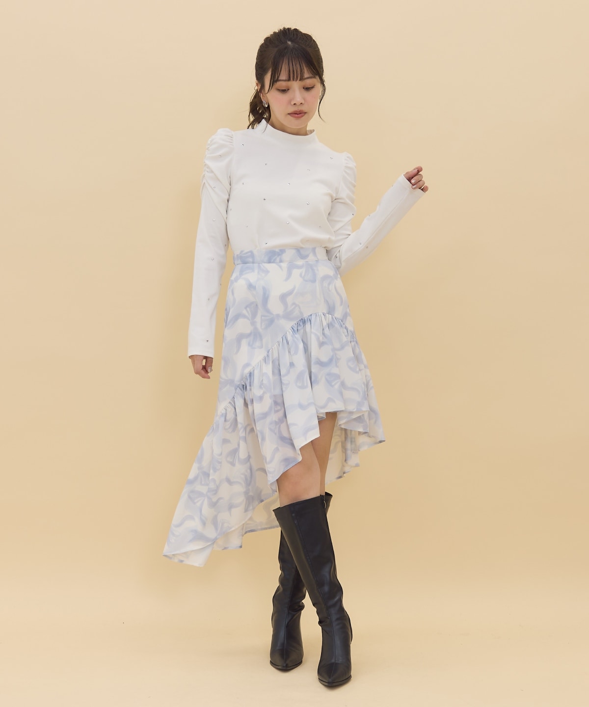 リボンプリントスカート