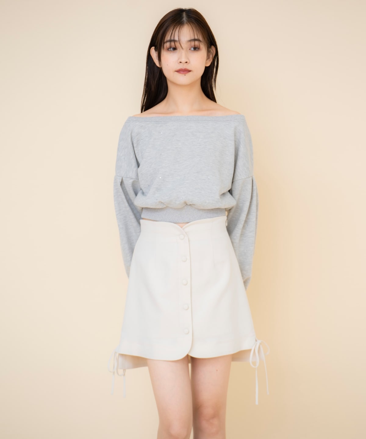 フロントボタンミニスカート