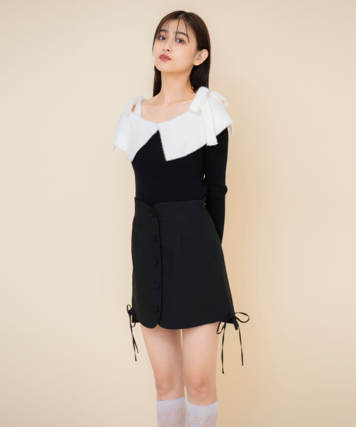 フロントボタンミニスカート