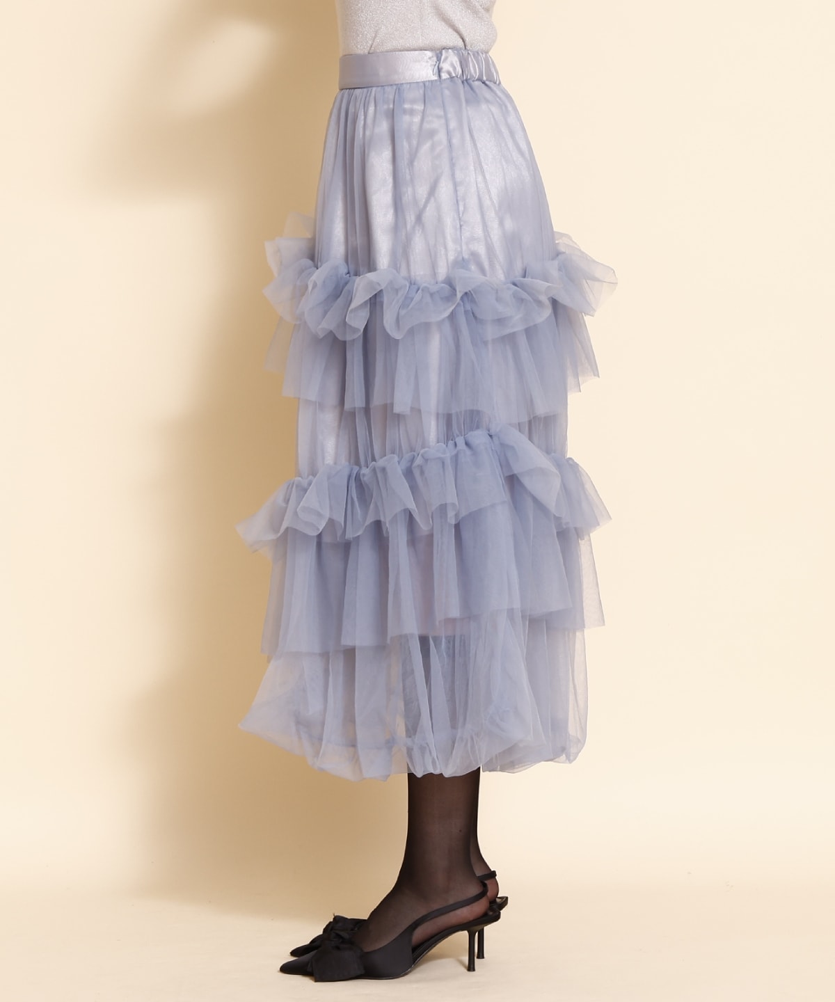 チュールフリルティアードスカート