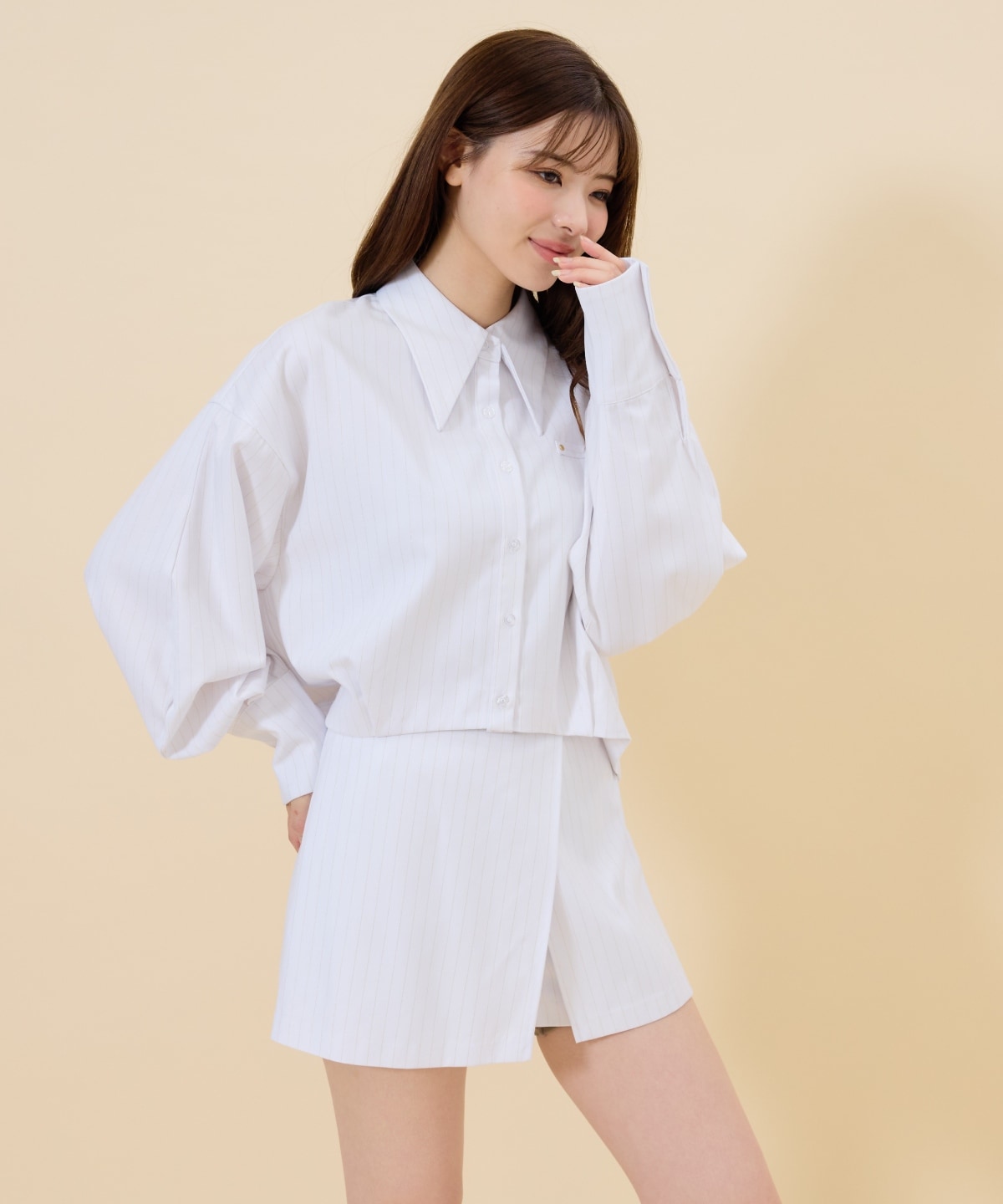 【セットアップ可能】ゴールドラメストライプラップショートパンツ