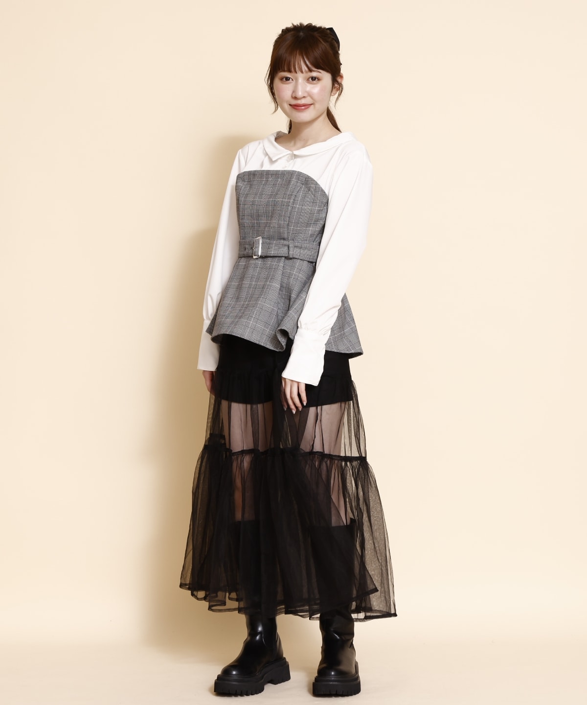 シャツドッキングベアワンピース