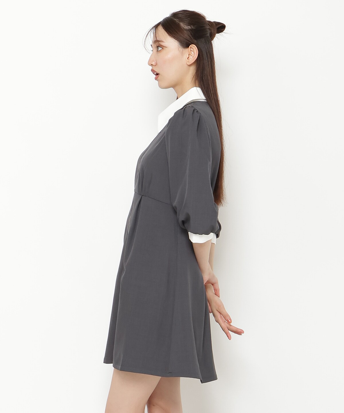 【オンラインショップ・ルミネ店限定】バイカラーフロントジップミニワンピース