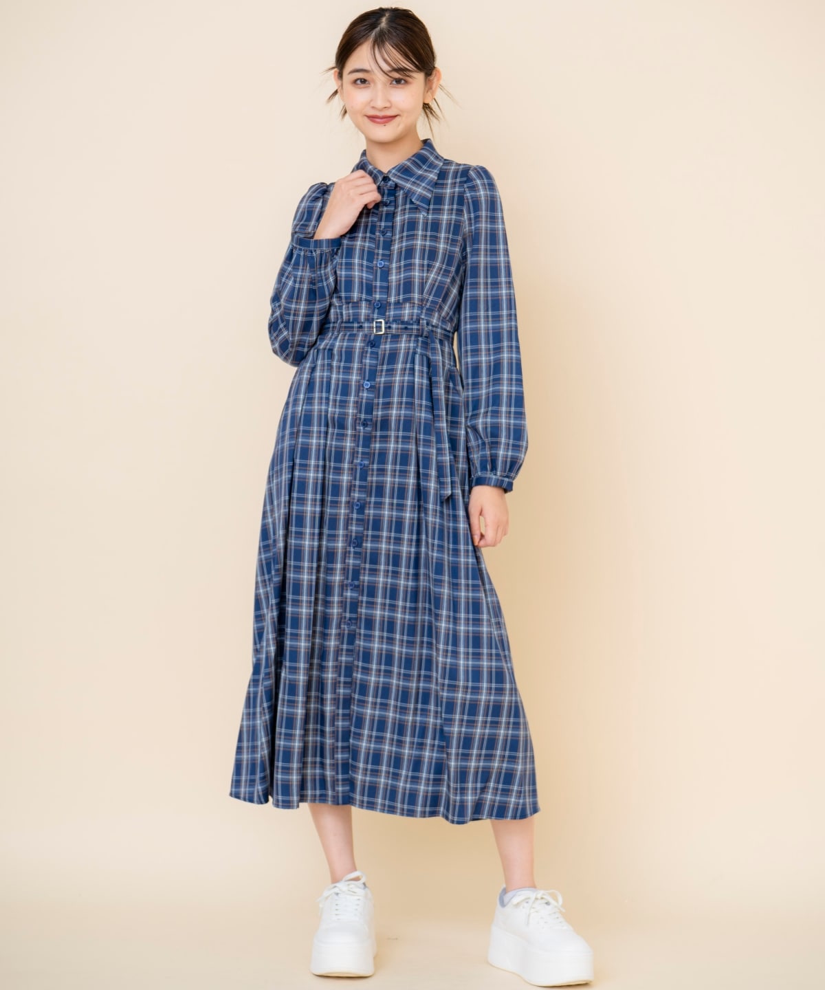 チェックシャツワンピース