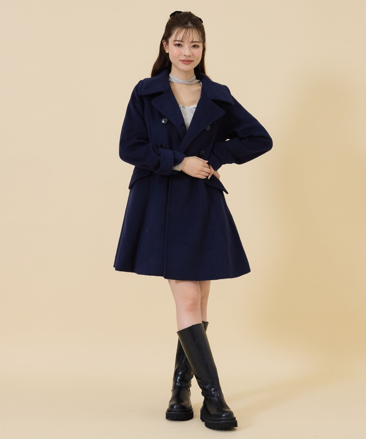 ウールライクダブルミドルコート