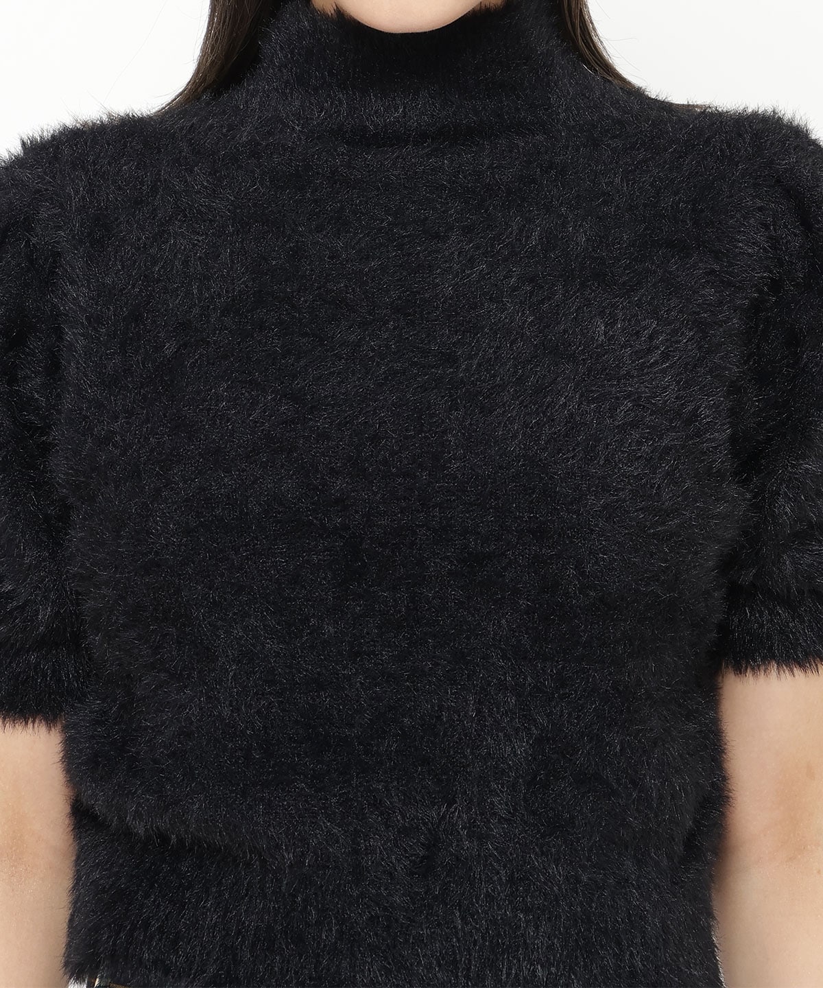 フェザーライク半袖ニットプルオーバー