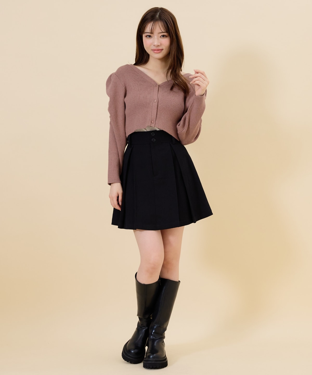 ボリュームショルダーリブカーディガン