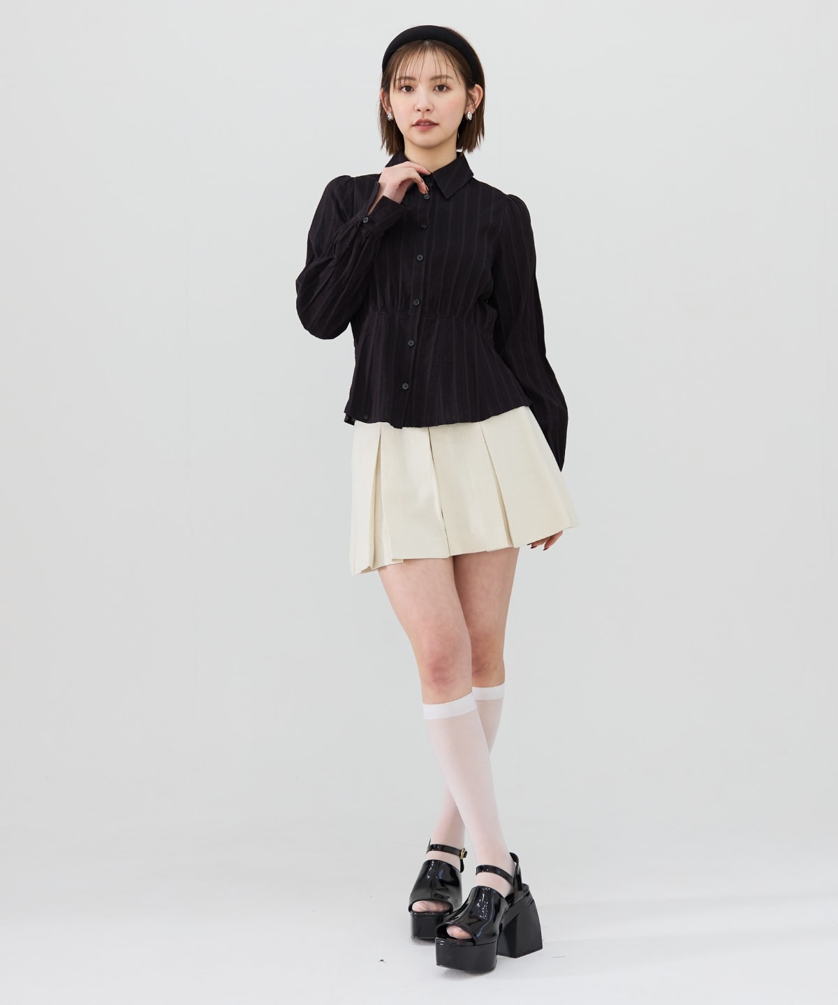 フレアペプラムシャツ