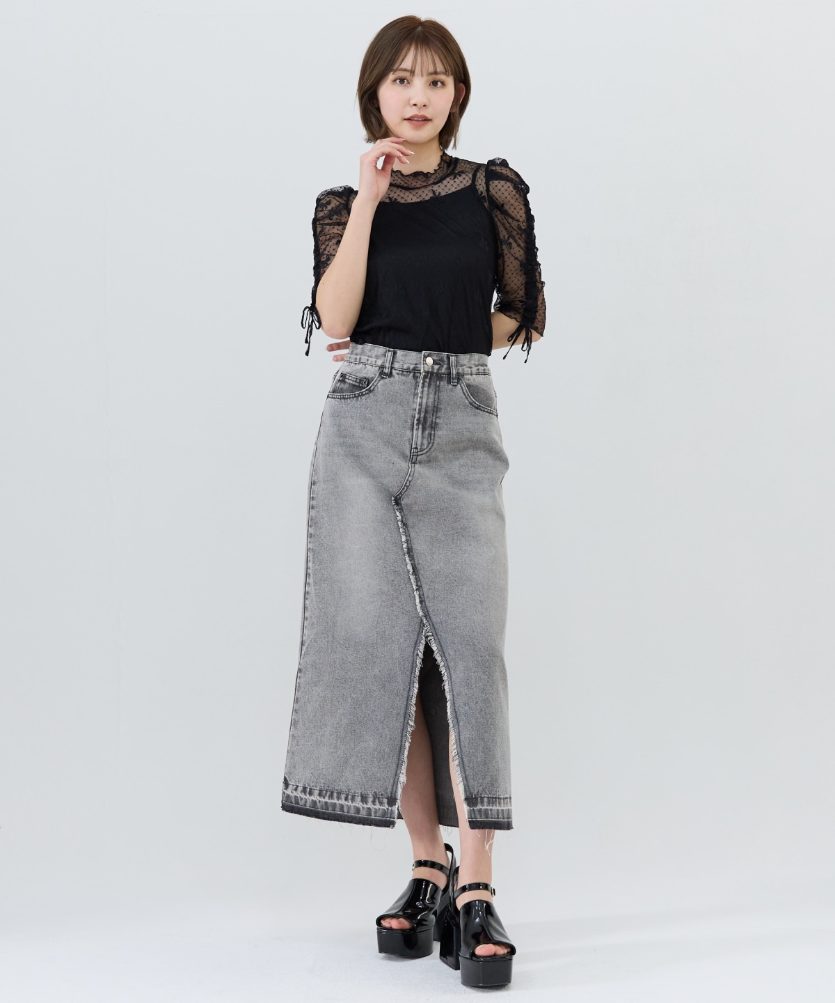 ミニリボン柄シアートップス