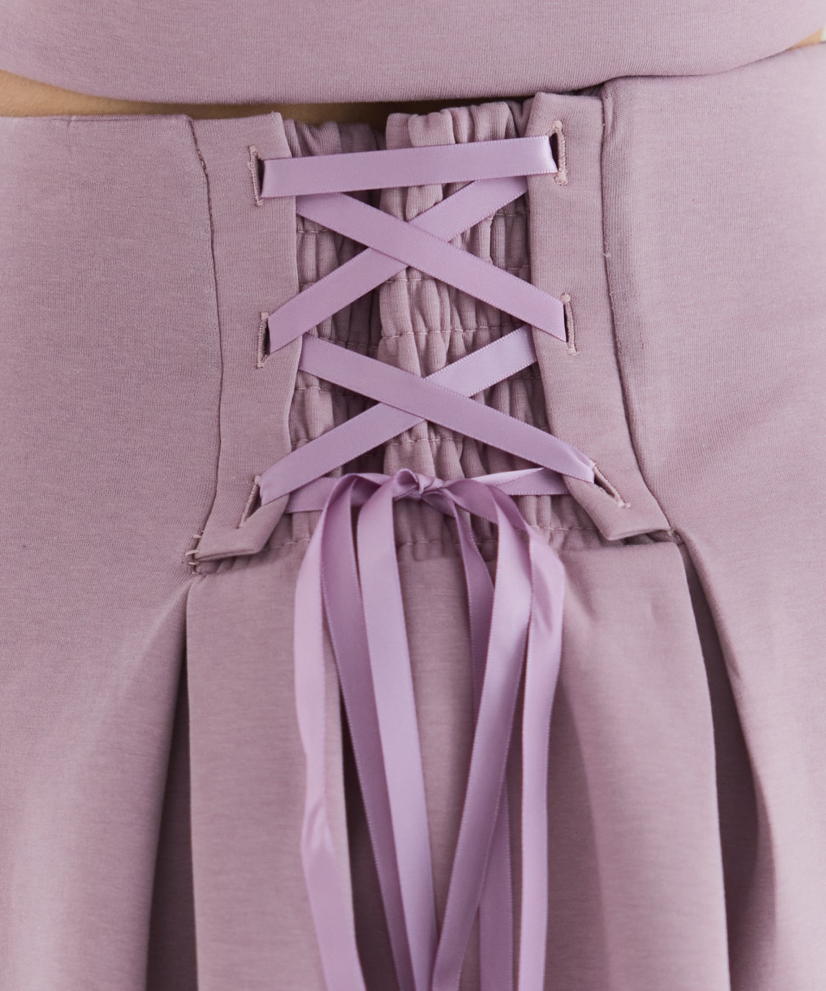 レースアップフレアミニスカート