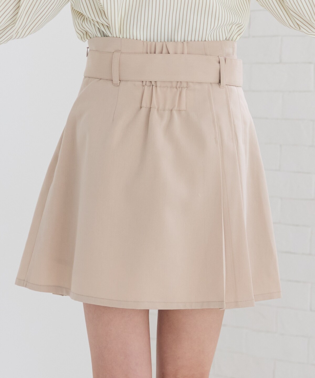 ラップデザインアシメプリーツミニスカート