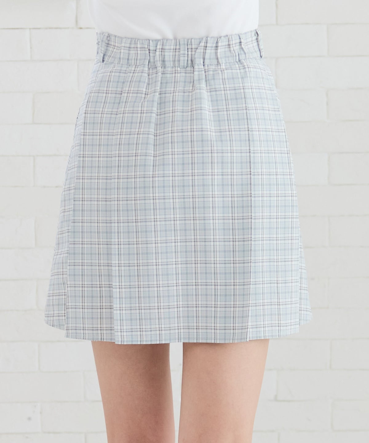 フロントボタンチェックミニスカート