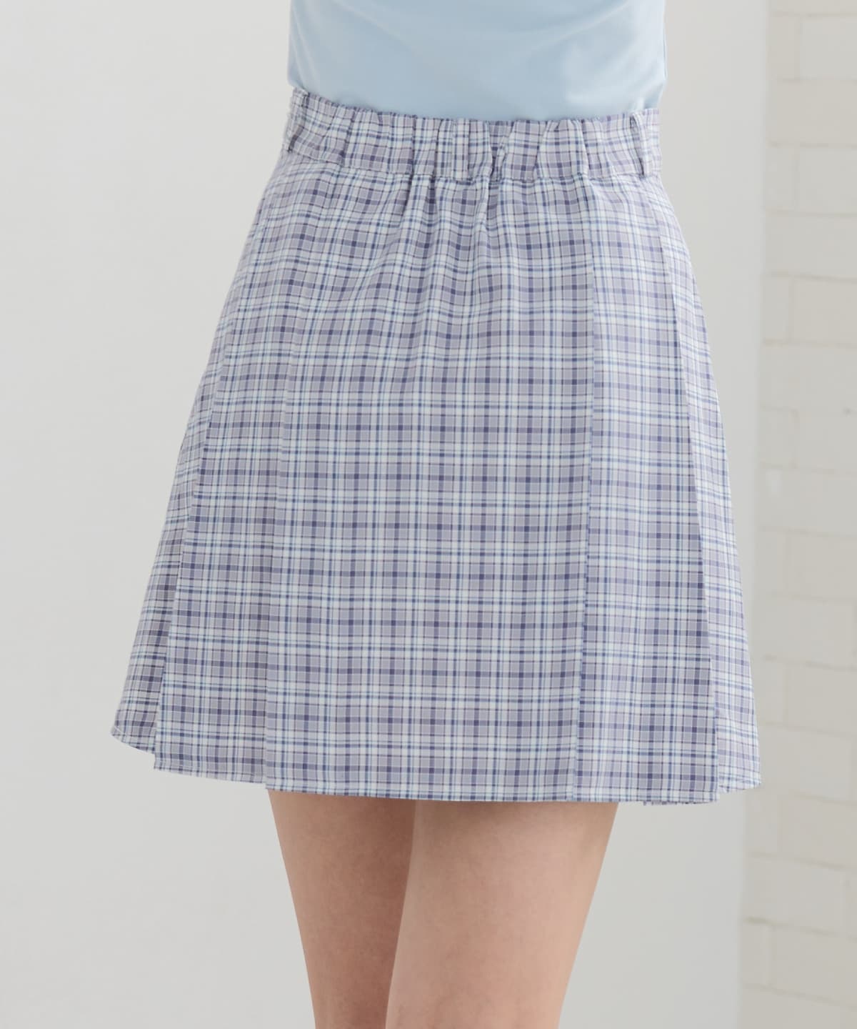 フロントボタンチェックミニスカート