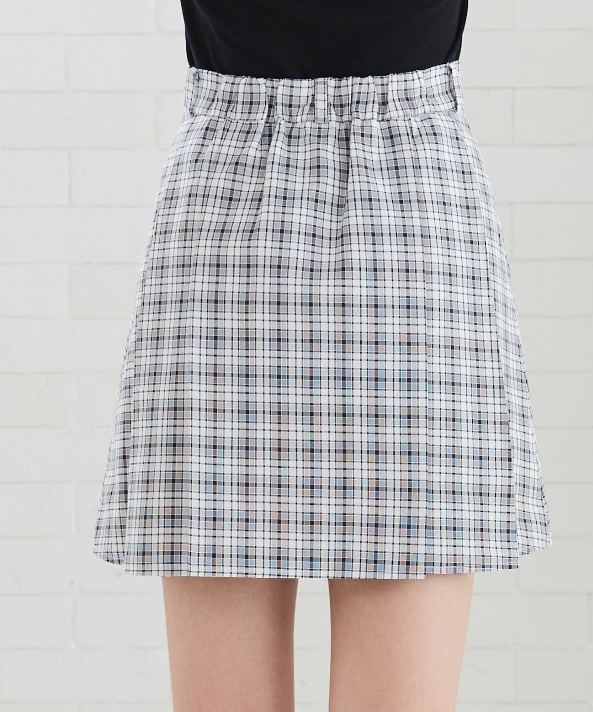 フロントボタンチェックミニスカート