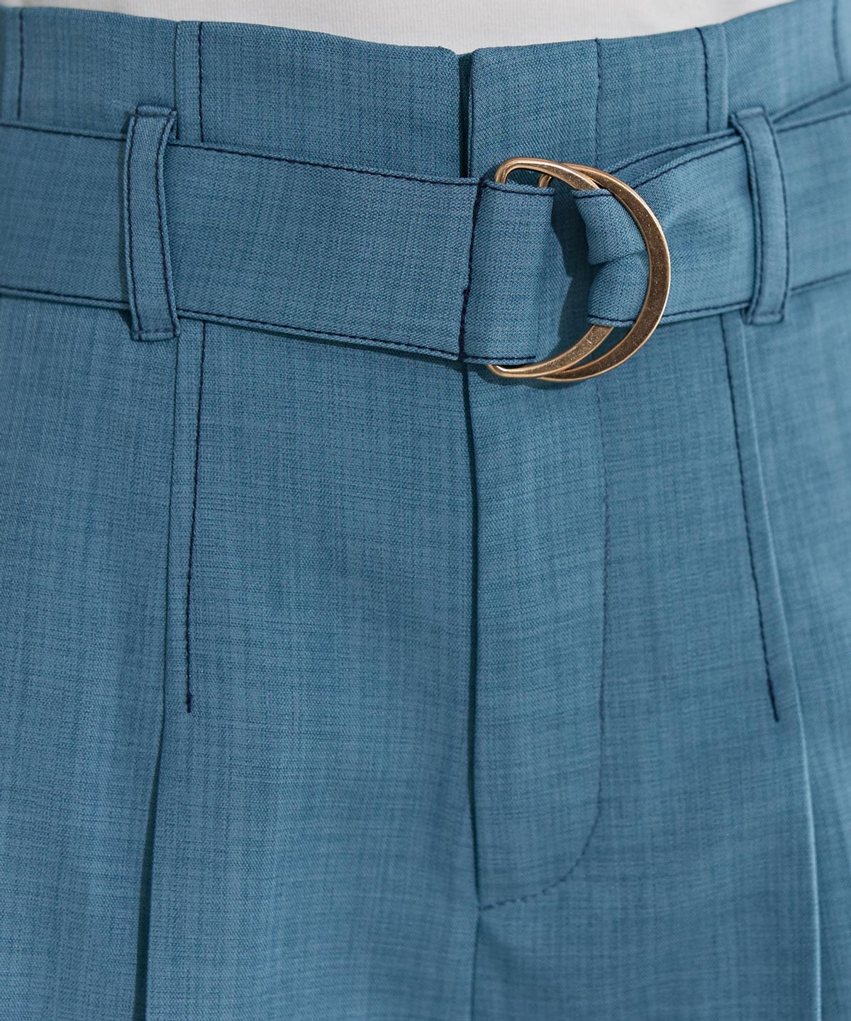 配色ステッチハイウエストタックショートパンツ