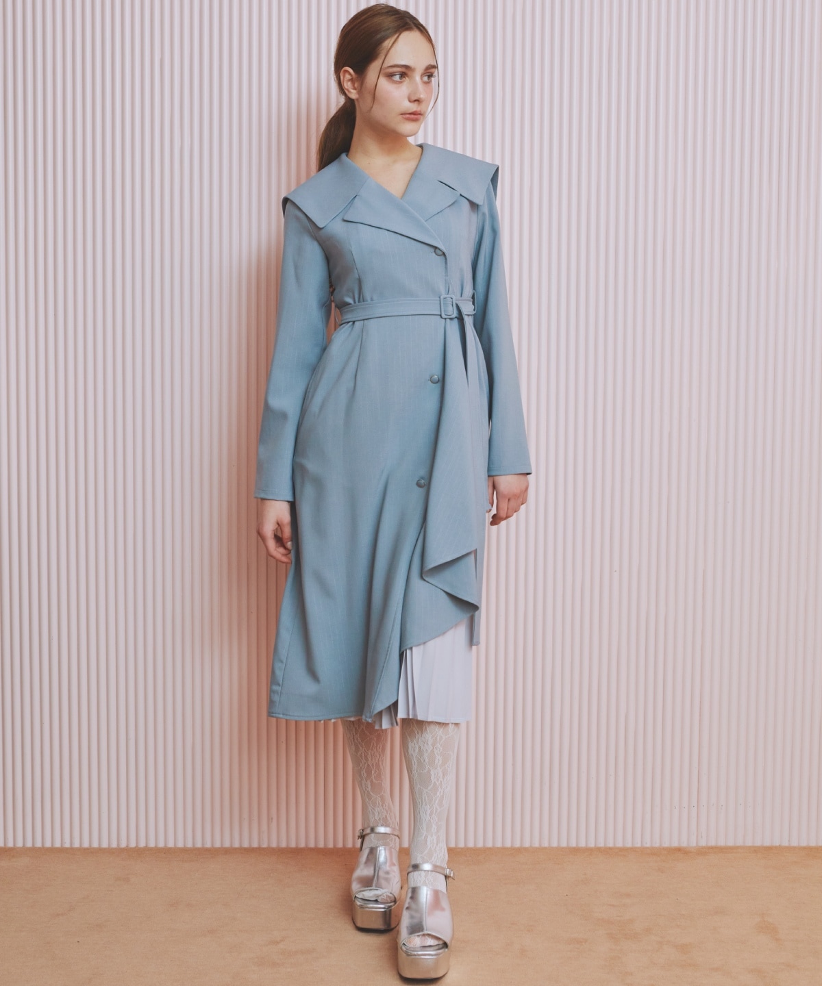 アシメデザインセーラープリーツワンピース