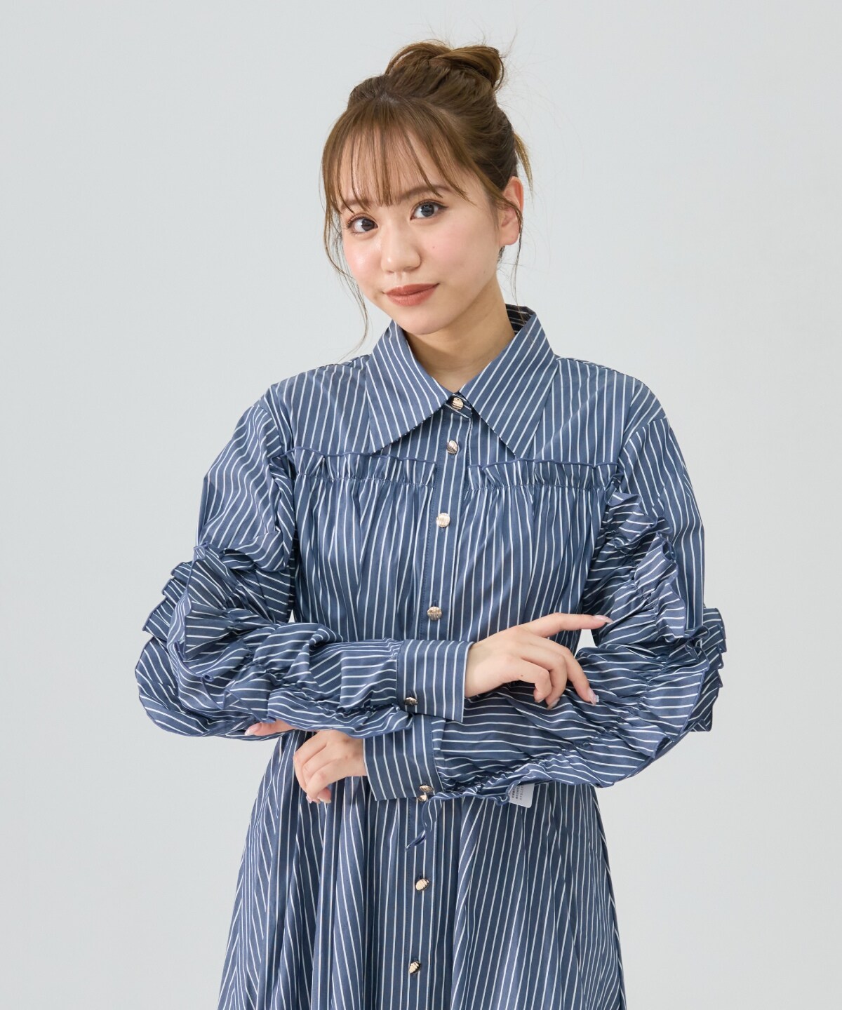 フリルシャツワンピース