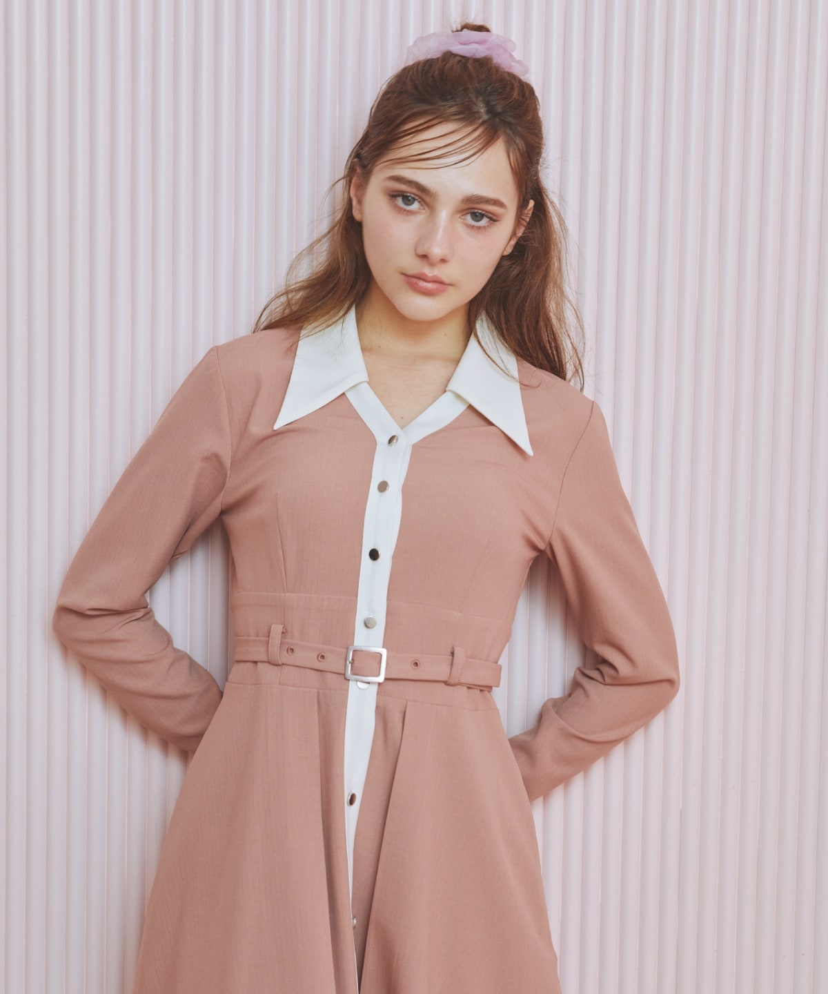 バイカラースキッパーシャツワンピース